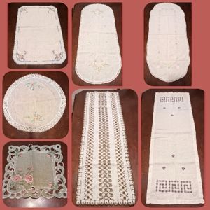 7 vintage embroidered table covers